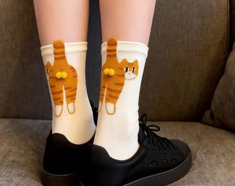 Fun cat socks, Featuring a Cute 3D Cat Tail Design, Unique Socks, Novelty Animal Socks, Cat Socks, Perfect Gift for Cat Lovers & Friends