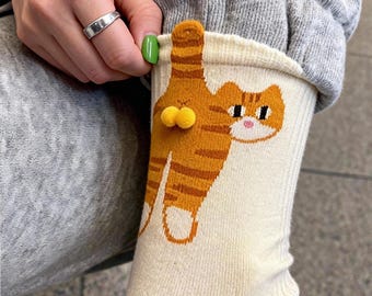 Funny Cat Socks, Cute 3D Tail Cat Design Socks, Novelty Animal Socks, Animal Socks, Cat Socks for Women Unique Gift, Valentine's Day gift