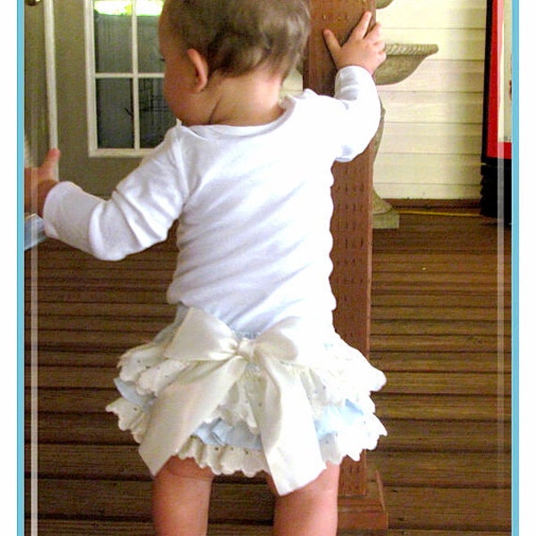 Girls babies Ruffled bloomers Baby Blue Custom Toddlers Vanilla Sky Custom 0-3 mos,3-6 mo, 6-9mo , 9-12 mo,18 mo 24 mo