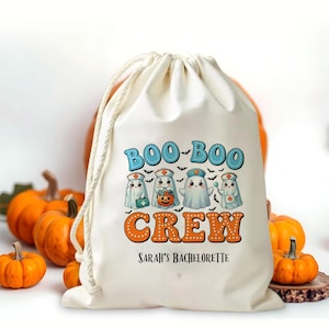 Personalized Halloween Boo Boo Crew Halloween Candy Bag - Funny Halloween Party Favor Bag - Funny Ghost Bag - Custom bachelorette party bag