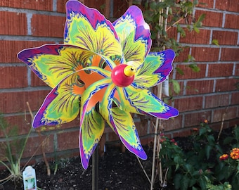Psychedelic Flower Pinwheel Wind Spinner Whirligig Windmill Fan