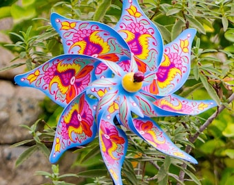 Paisley Blue Pinwheel Wind Spinner Whirligig Windmill Fan