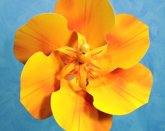 California Poppy Flower Pinwheel Spinner Whirligig Windmill Fan