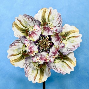 Shabby Chic Poppy Double Spin Pinwheel Wind Spinner Whirligig Windmill Fan