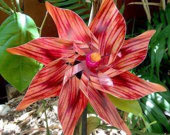 Orange Stripe Butterfly Pinwheel Spinner Whirligig Windmill