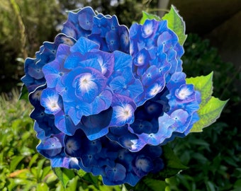 Blue Hydrangea Medley Pinwheel Wind Spinner Whirligig Windmill Fan