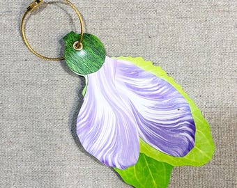 Lavender Tulip and Green Leaf Luggage Tag