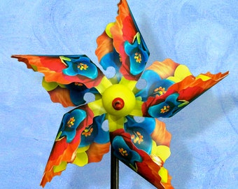 Dancing Puya Flower Pinwheel Wind Spinner Whirligig Windmill Fan