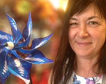 Cypris Morpho Butterfly Pinwheel Spinner Whirligig Windmill