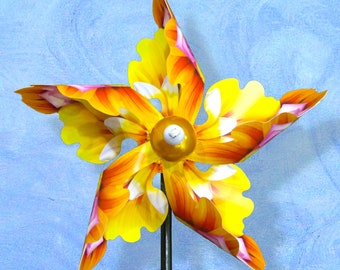 Painted Pretties Floral Pinwheel Wind Spinner Whirligig Windmill Fan