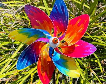 Rainbow Tie Dye Pinwheel Spinner Whirligig Windmill Fan