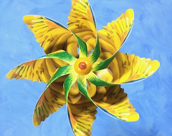 Yellow Parrot Pinwheel Spinner Whirligig Windmill