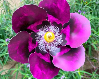 Purple Poppy Pinwheel Wind Spinner Whirligig Windmill Fan