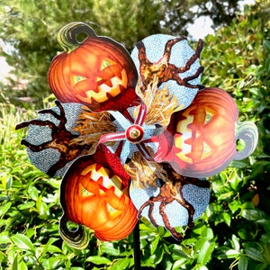 Halloween Jackolantern Scarecrow Pinwheel Wind Spinner Whirligig Windmill Fan