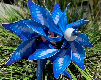 Cypris Morpho Double Spin Pinwheel Spinner Whirligig Windmill