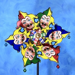 Jester Joker Pinwheel Wind Spinner Whirligig Windmill Fan