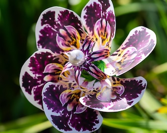 Burgundy Orchid Pinwheel Wind Spinner Whirligig Windmill Fan Twirly