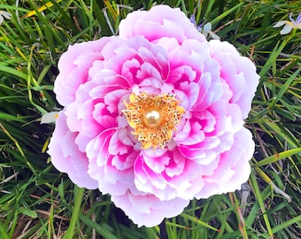 Magenta Peony Pinwheel Wind Spinner Whirligig Windmill Fan