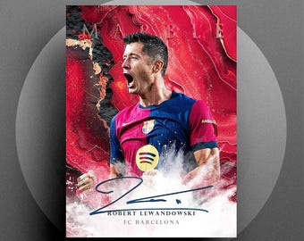 Tarjeta de fútbol digital Marble 2025 Robert Lewandowski FC Barcelona con autógrafos RP
