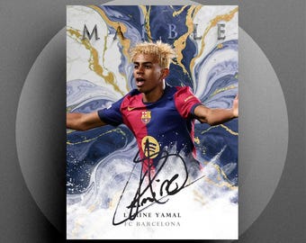 Tarjeta de fútbol de mármol 2025 Lamine Yamal Barcelona Autógrafo Digital RP