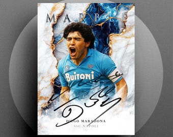 Tarjeta de fútbol digital con autógrafos de Diego Maradona del SSC Napoli (RP) de mármol 2025