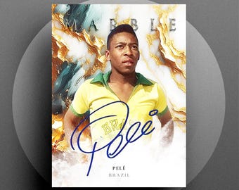 Tarjeta de fútbol digital con autógrafos de Pelé Brasil de Marble 2025 (RP)