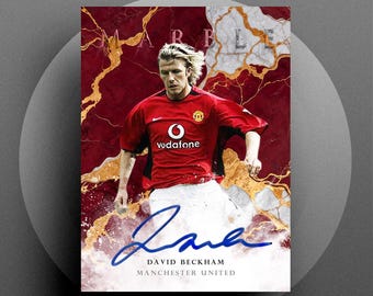 Tarjeta de fútbol de mármol 2025 con autógrafos digitales de David Beckham y el Manchester United (RP)
