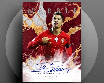 Tarjeta de fútbol de mármol 2025 Ronaldo Portugal con autógrafos digitales RP