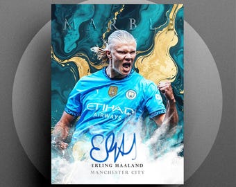 Tarjeta de fútbol digital Marble 2025 Erling Haaland Manchester City con autógrafos RP