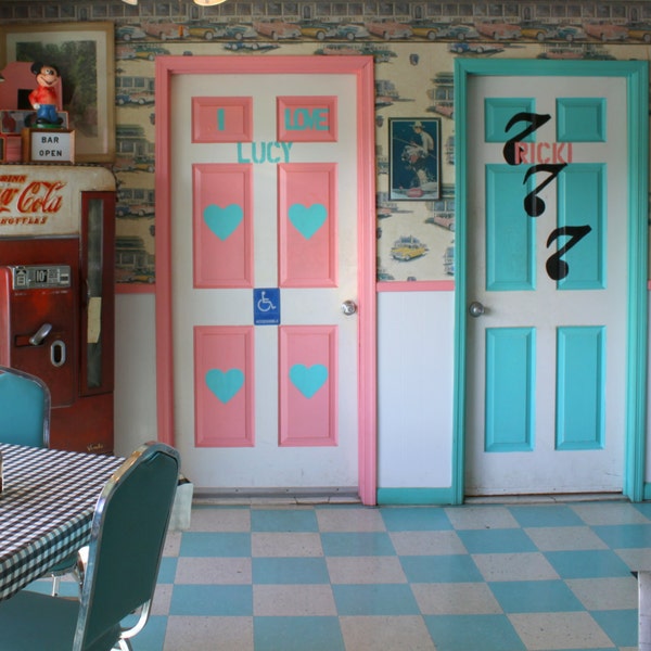 Lucy & Ricki Restrooms, The Pink Cadillac Diner, Natural Bridge, VA--5 x 7 fine art photo, signed