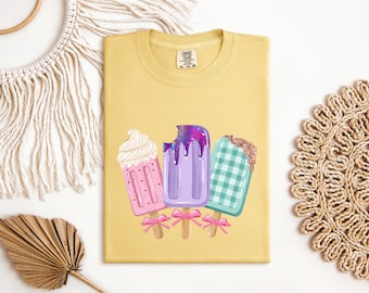 Popsicle Summer T Shirt, Cute Ice Cream Tee, Coquette Bow Shirt, Aesthetic Summer Gift, Pastel Graphic Tee, Comfort Colors Shirt