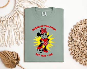 Disney Minnie Mouse, Queen Of The Pitch, Soccer Girl T Shirt, Comfort Colors Tee, Minnie Mouse Soccer, Disney Sports Shirt, Vintage Soccer
