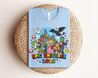 Epic Universe 2026 Characters Shirt, Mario Yoshi Donkey Kong Tee, Theme Park Outfit