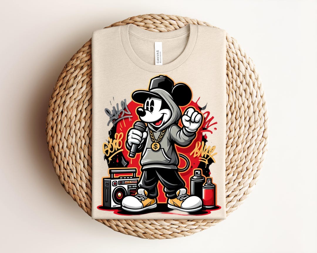 Mickey Mouse Rapper Drawing Mickey Rapper Shirt, Hip Hop Mickey Cartoon Tee, Graffiti Street Art ...