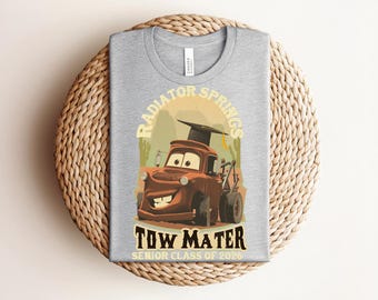 Vintage Radiator Springs Tow Mater Senior 2026 Graduation T-shirt, Retro Class of 2026 Truck Graphic with Cap, Heather Pink Disney Fan Tee