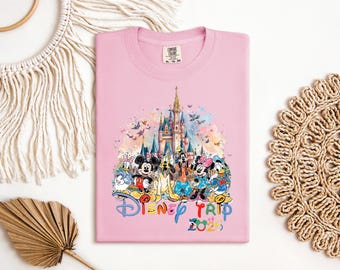 Disney Trip 2026 Tee, Mickey Minnie Friends, Comfort Colors Shirt, Disney World Vacation, Watercolor Castle, Matching Family Tee