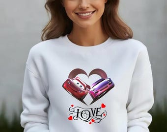 McQueen Sally Valentine Hoodie, Racing Car Heart Sweatshirt, Speedway Love Gear