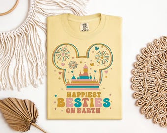 Happiest Besties Shirt, Disney Bestie Tee, Retro Mickey Mouse, Disney Vacation Shirt, Disneyland Castle, Best Friend Gift
