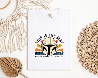 This Is The Way Mandalorian T-shirt, Retro Bounty Hunter Clan of Two Graphic, Comfort Colors Bay Green Tee, Vintage Star Wars Fan Gift