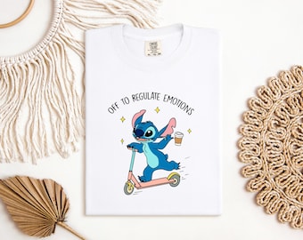 Stitch Coffee Shirt, Regulate Emotions Tee, Mental Health Shirt, Funny Disney Tee, Comfort Colors Shirt, Lilo and Stitch Tee