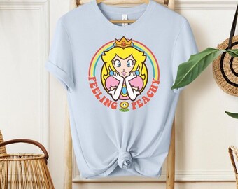 Feeling Peachy Princess Shirt, Peach Nintendo Tshirt, Cute Peach Rainbow Tee, Mario Princess Retro Shirt, Feeling Peachy Mario Tee