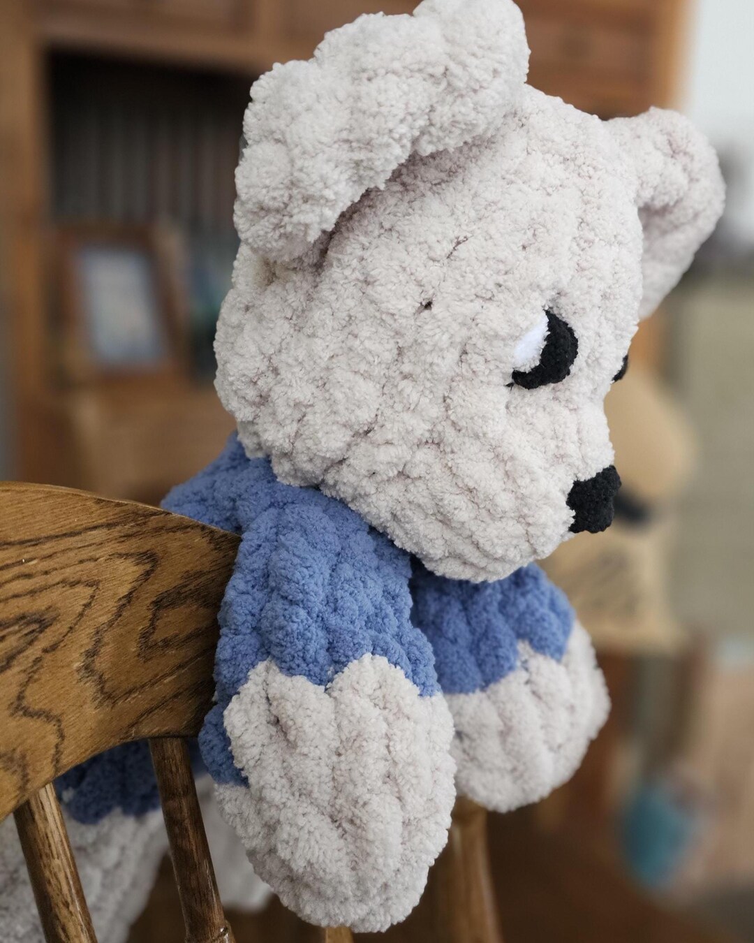 Teddy Bear Plushie : Chunky Yarn Hand Knit - Etsy