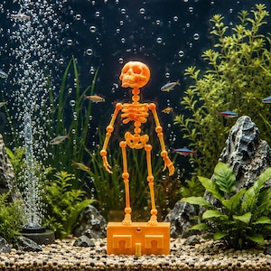 Dancing Skeleton Aquarium Ornament, Articulated Fish Tank Decor 3D Printed Underwater Water Skeley