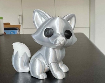 Articulated 3D Printed Fox Figurine: Flexible Fidget Toy, Desk Decor