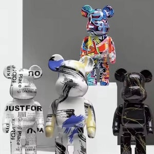 bear brick bear sculpture 27cm/10inch home decor, graffiti bear, modern