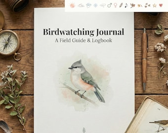 Diario de observación de aves personalizado con carbonero copetudo / Cuaderno de campo personalizado y bitácora de naturaleza