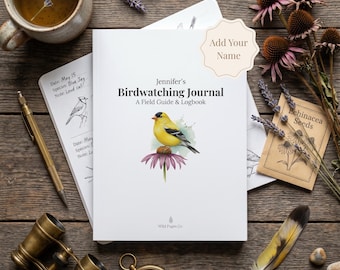 Diario de observación de aves personalizado con jilguero / Cuaderno de campo personalizado y bitácora de naturaleza