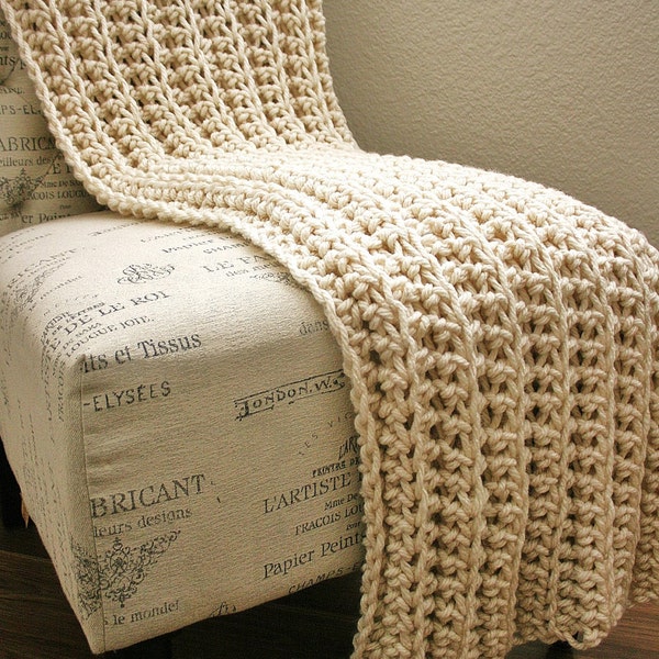 Sale WEST BAY THROW in Cream - Soft, warm & cozy throw - Perfect gift for wedding, housewarming, anniversary and holidays or for your home