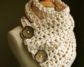 The Original BOSTON HARBOR SCARF in Cream | Warm, soft & stylish scarf with 3 coconut buttons | Sale