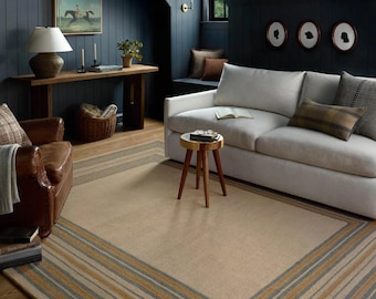 Hand Tufted Natural Multi Alfie Collection Loloi inspired wool area rug, Neutral Living room, Bedroom, Dining Rug